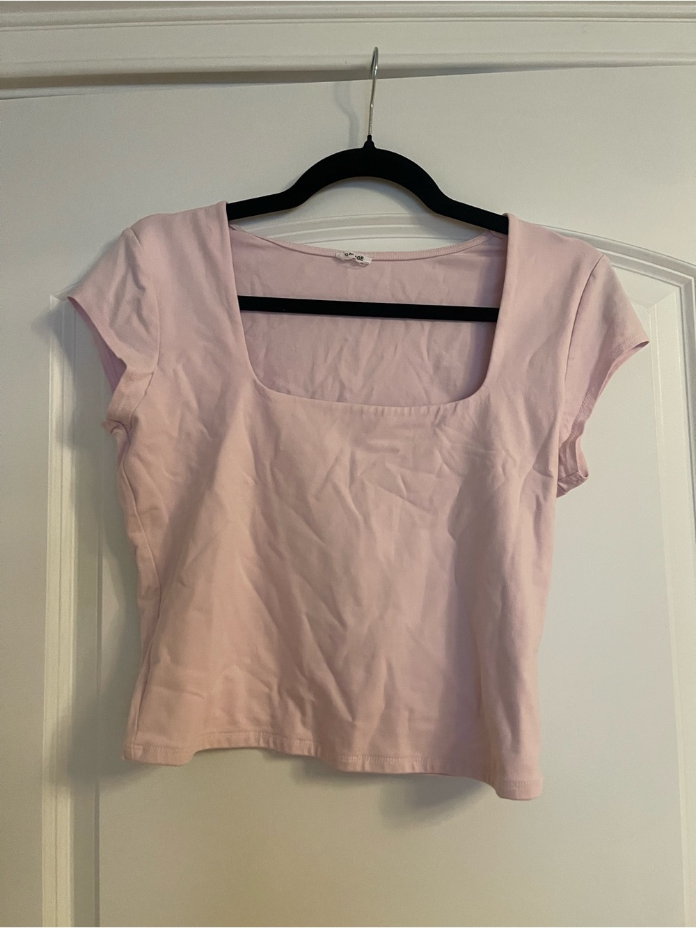 Garage Light Pink Square Neck Crop Top